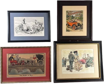 GROUPING OF FRAMED AUTOMOBILE ART
