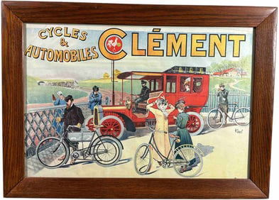 CLEMENT CYCLES & AUTOMOBILES POSTER BY LEVERD