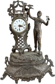 LARGE METAL AVIATOR MANTEL CLOCK