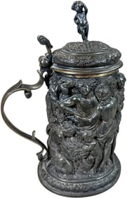 SILVER PLATED BACCHUS MEDIEVAL STEIN TANKARD