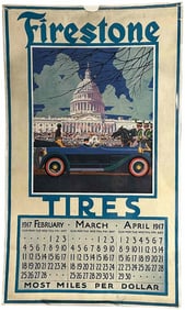 FIRESTONE TIRES CALENDAR POSTER 1917