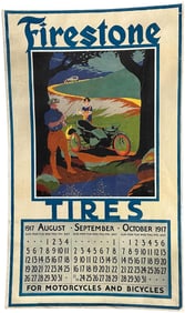 FIRESTONE TIRE CALENDAR POSTER 1917