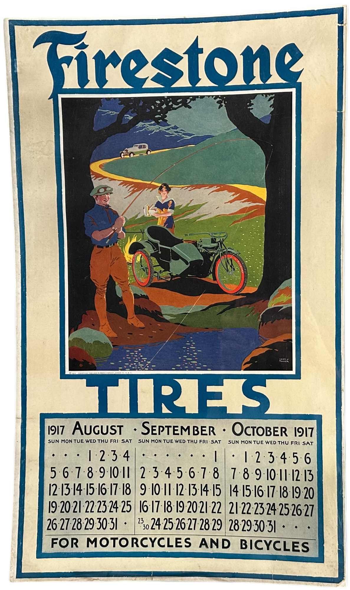 FIRESTONE TIRE CALENDAR POSTER 1917 (1 of 4)