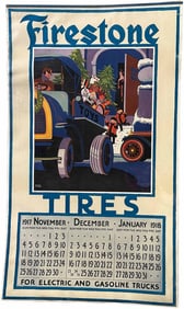 FIRESTONE TIRES CALENDAR POSTER 1917