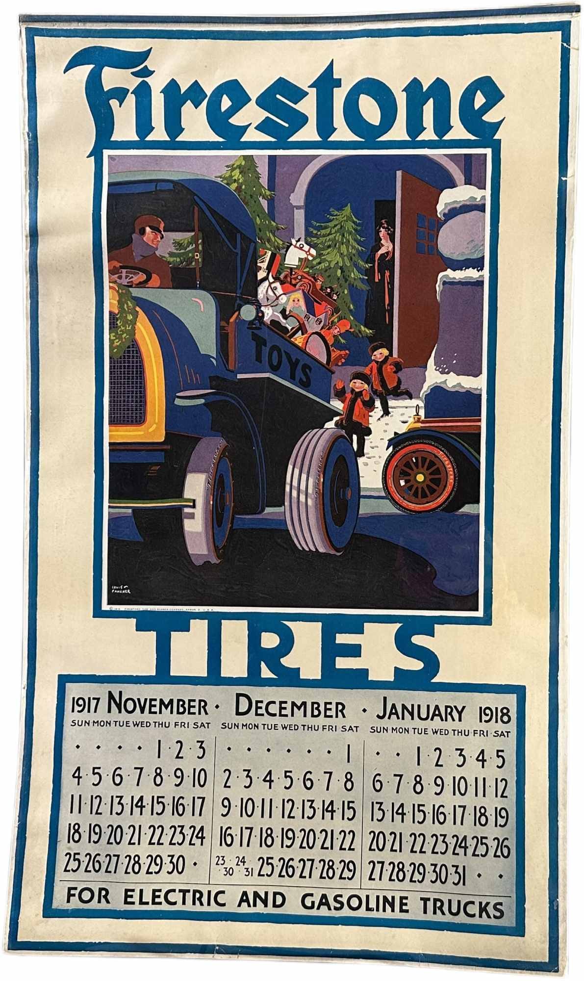 FIRESTONE TIRES CALENDAR POSTER 1917 (1 of 3)