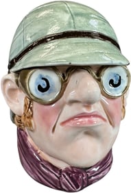 DRIVER BUST MAJOLICA CERAMIC TOBACCO JAR