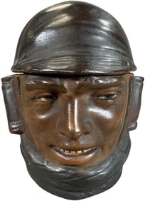 RACE CAR DRIVER CERAMIC TOBACCO JAR