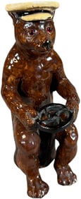 GERMAN REDWARE SEATED BEAR CHAUFFER FIGURINE