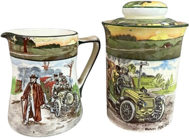 ROYAL DOULTON AUTOMOTIVE PITCHER & TOBACCO JAR