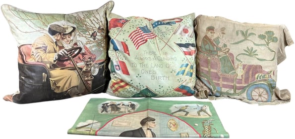 FOUR AUTOMOTIVE THEME CLOTHE PILLOW CASES