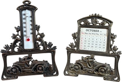 AUTOMOTIVE THEME DESK THERMOMETER & CALENDAR