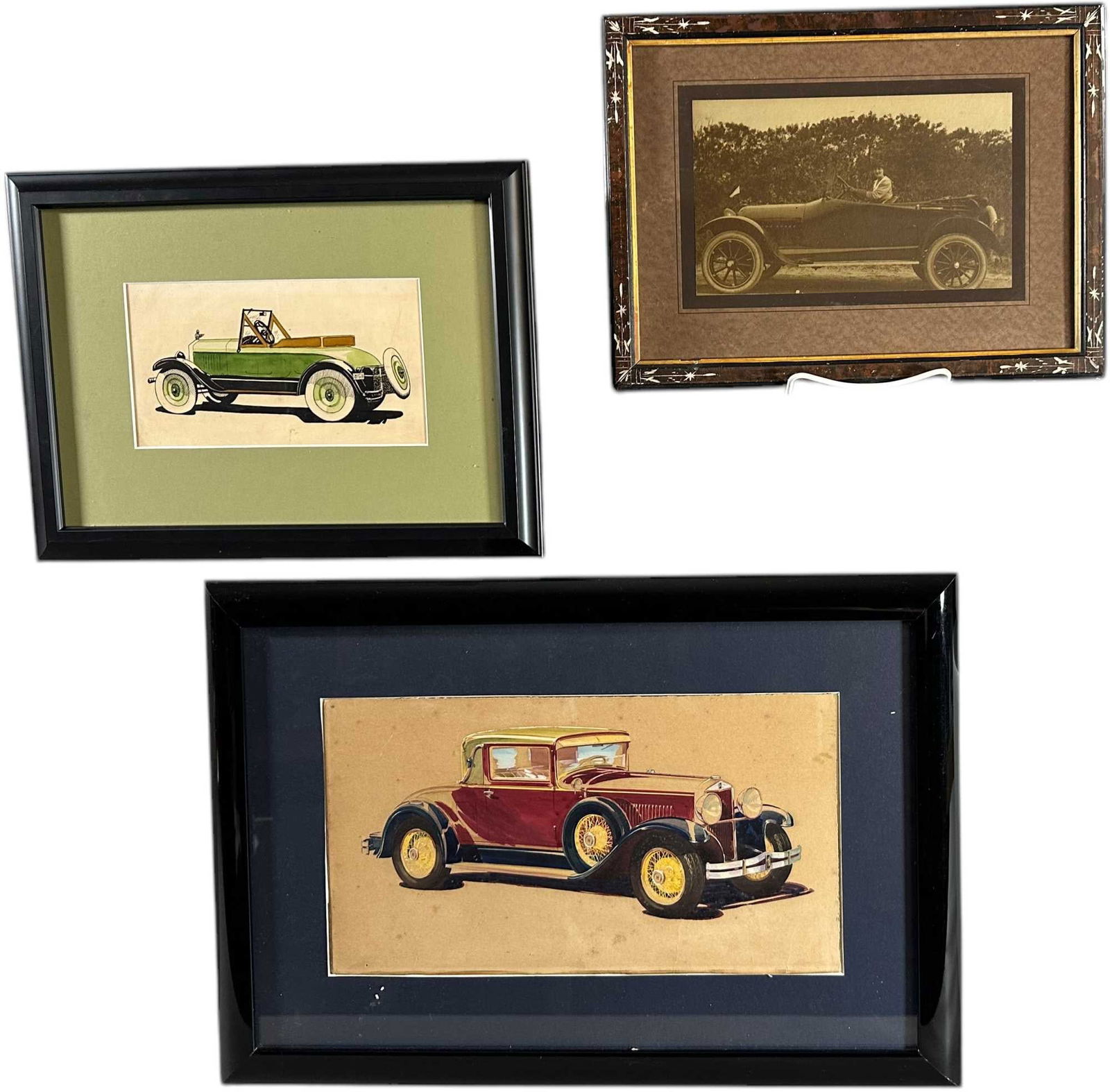 THREE FRAMED AUTOMOBILE ARTWORK (1 of 4)