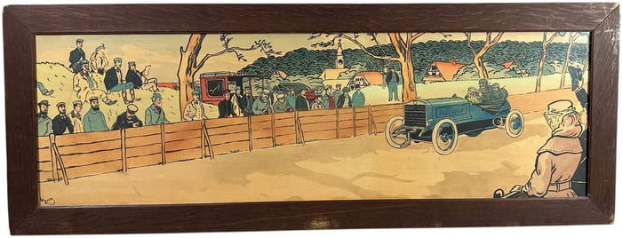 HARRY ELLIOTT AUTO RACE CHROMOLITHOGRAPH PRINT