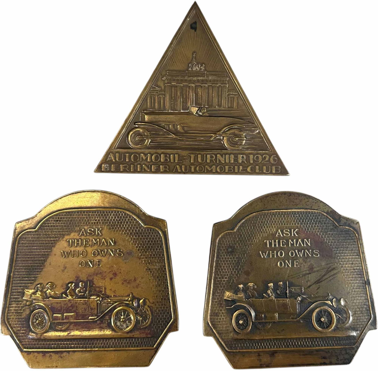 THREE BRONZE AUTOMOBILE PAPERWEIGHTS (1 of 4)