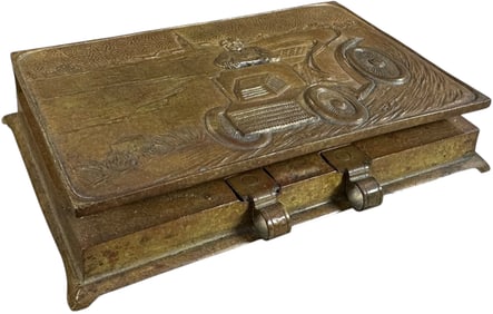 BRONZE AUTOMOBILIA PEN NOTEBOOK HOLDER