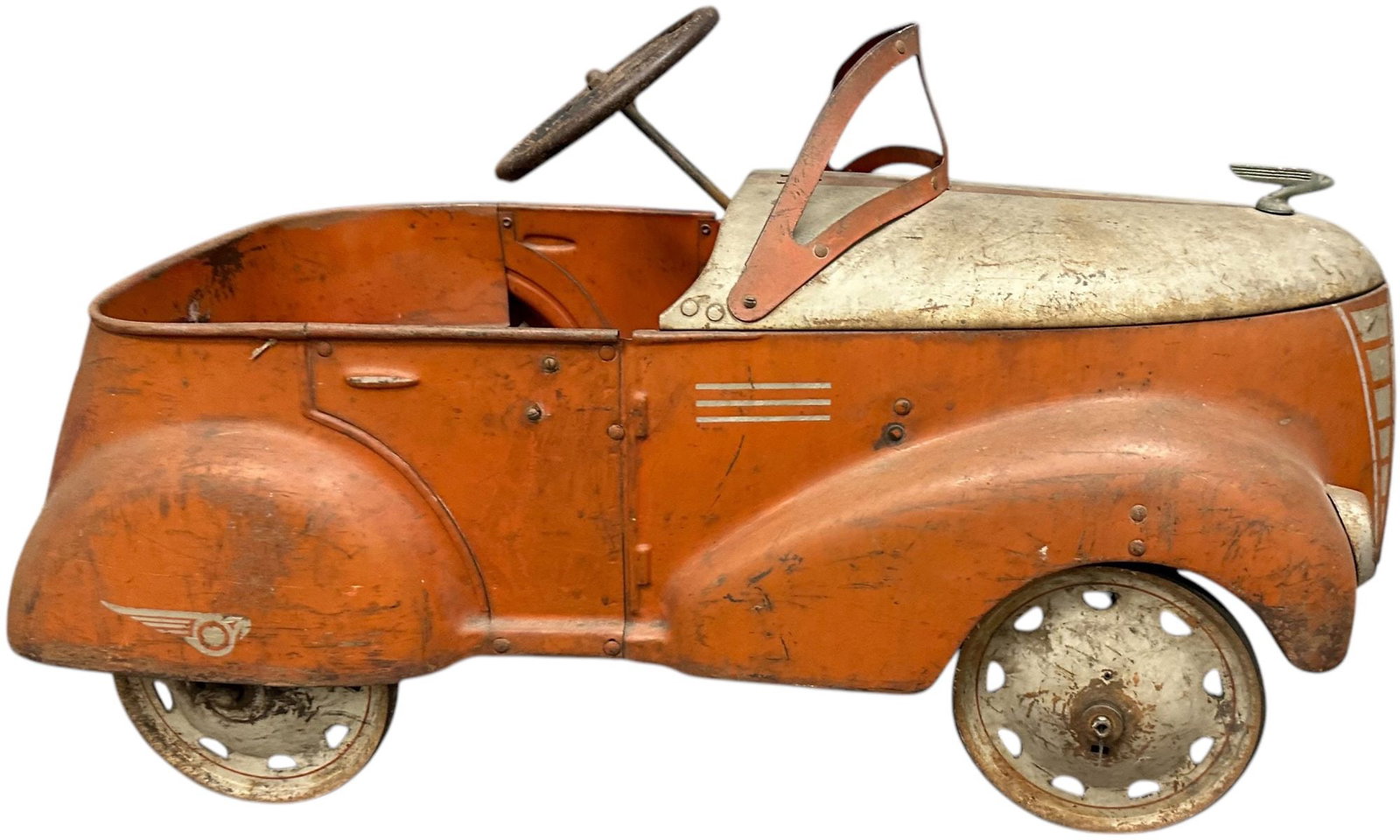 GARTON SKIPPY PEDAL CAR: 363. GARTON SKIPPY PEDAL CAR | 34" l. | Authentic original in need of a good car wash and a polish job, (Very Good Condition) | $400 - $800