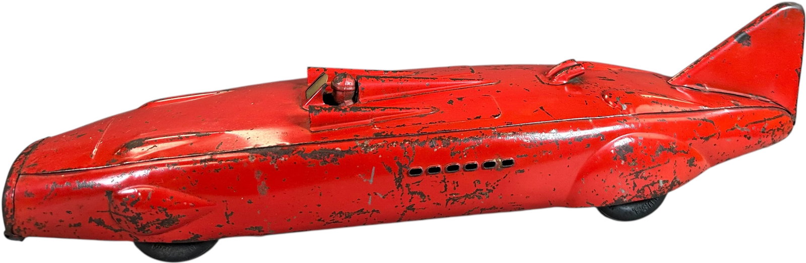KINGSBURY THUNDERBOLT RACER: 436. KINGSBURY THUNDERBOLT RACER | Original driver figure, (Very Good Condition) | Scarce race car version. | 18" l. | $300 - $600