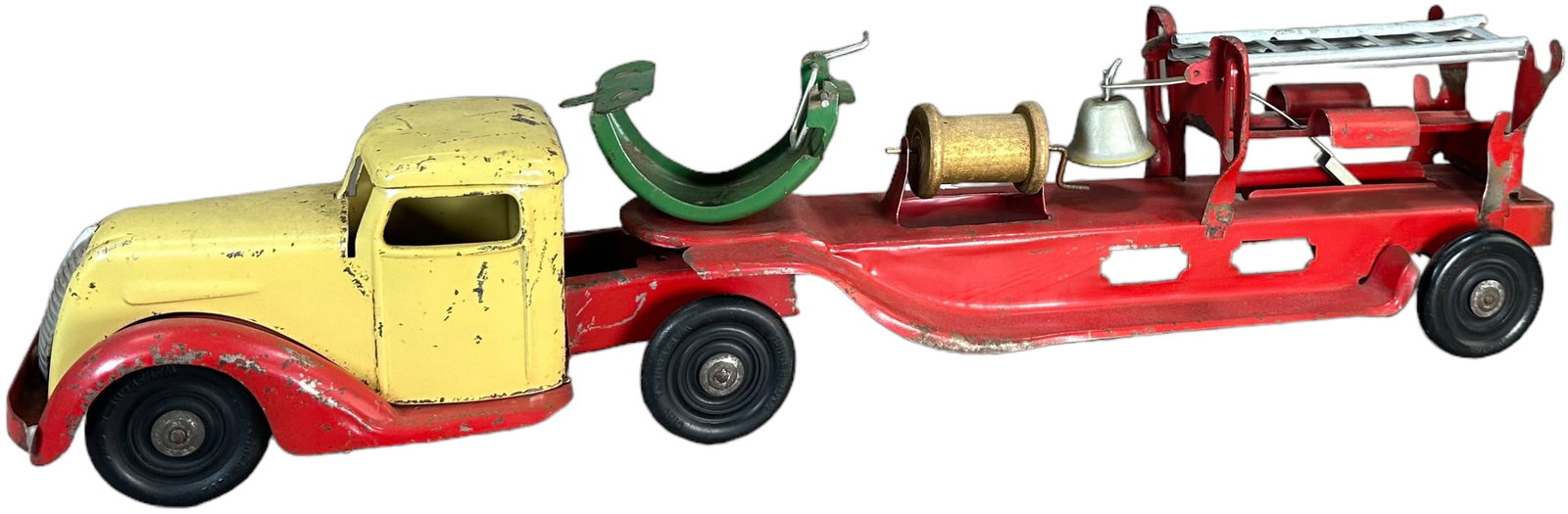 TURNER TOYS AERIAL LADDER TRUCK: 504. TURNER TOYS AERIAL LADDER TRUCK | 27.5" l. | Missing long aerial ladder, otherwise (Very Good to Excellent Condition) | $150 - $300