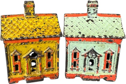 TWO PAINTED ONE-STORY HOUSE STILL BANKS