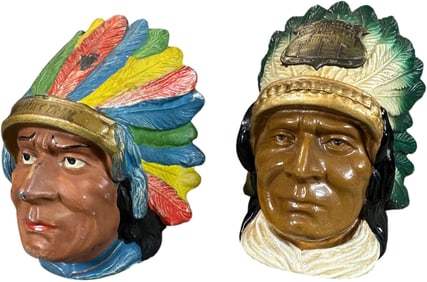 TWO INDIAN BUST STILL BANKS