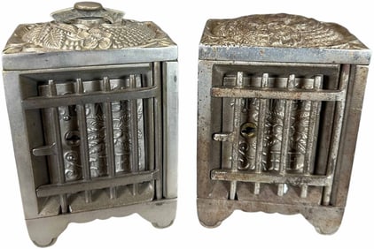 TWO JEWEL SAFE WITH CAGE STILL BANKS