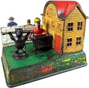 ORGAN GRINDER PERFORMING BEAR MECHANICAL BANK