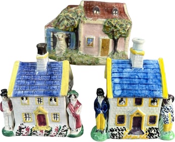 THREE ENGLISH COTTAGE BANKS