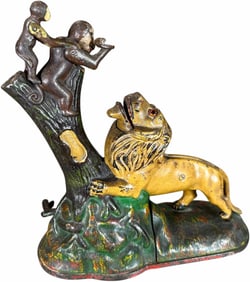 LION AND TWO MONKEYS MECHANICAL BANK