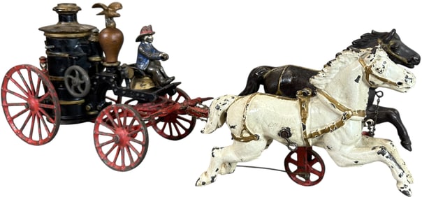 IVES HORSE DRAWN FIRE PUMPER WAGON