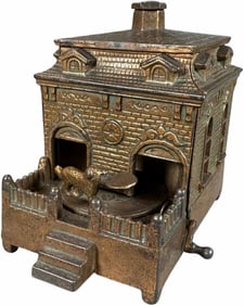 DOG ON TURNTABLE MECHANICAL BANK