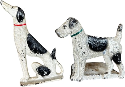 TWO SPENCER DOG THEME DOORSTOPS