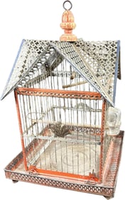 TALL STEVENS & BROWN AMERICAN TIN BIRD CAGE