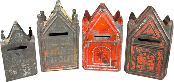 THREE AMERICAN TIN GOTHIC CHURCH STILL BANKS