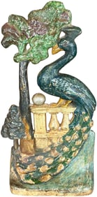 PEACOCK ON FENCE DOORSTOP