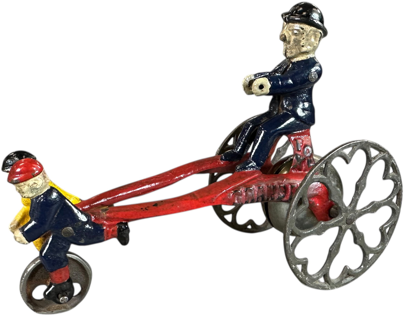 KENTON FOXY GRANDPA BELL TOY: 406. KENTON FOXY GRANDPA BELL TOY | 7" l. | Crack repaired and hitch, toy is restored and aged to display as (Excellent to Pristine Condition) | $250 - $500