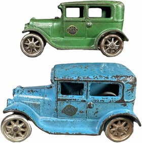 TWO ARCADE FORD MODEL A TUDOR SEDAN