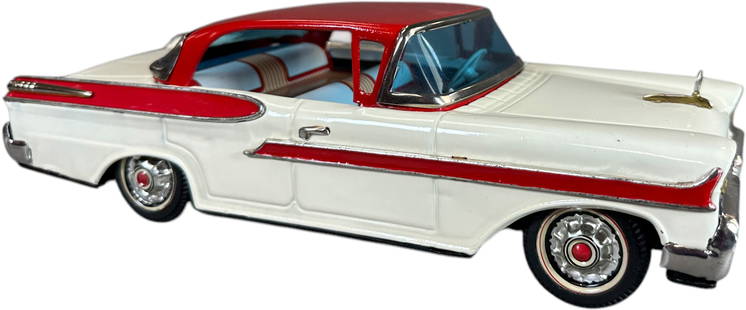 YONEZAWA 1958 MERCURY MONTCLAIR HARD TOP: 17. YONEZAWA 1958 MERCURY MONTCLAIR HARD TOP | Friction driven. Ex: Ira Bernstein Collection. | 12" l. | Professionally Restored, displaying in (Excellent to Pristine Condition) | $300 - $600
