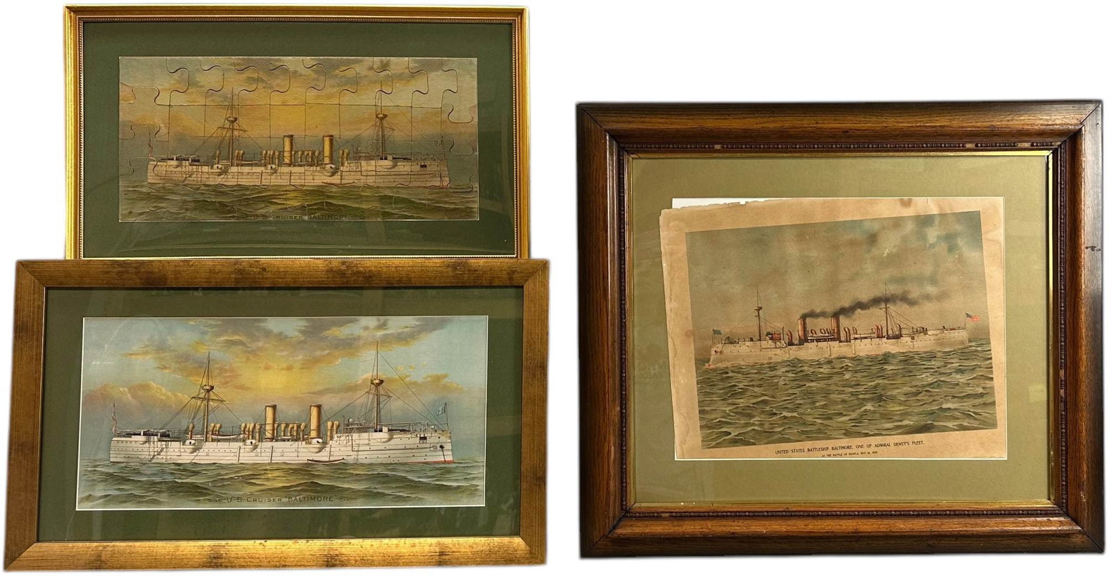 GROUPING OF FRAMED US CRUISER PUZZLES & PRINTS (1 of 7)