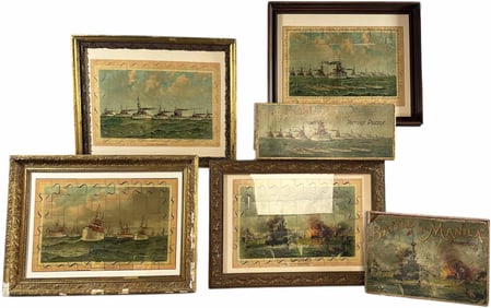 FOUR MCLOUGHLIN BROTHERS WARSHIP FRAMED PUZZLES