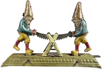 MEIER ARTICULATED GNOMES SAWING PENNY TOY