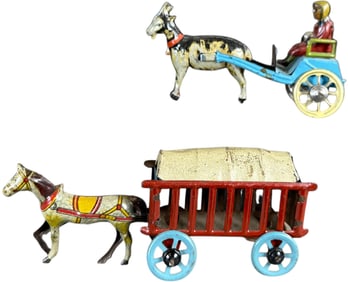 TWO ANIMAL CART PENNY TOYS