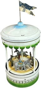 SMALL GERMAN TIN HAND ACTIVATED CAROUSEL