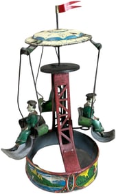 M&K WIND-UP SWINGS GO-ROUND CAROUSEL