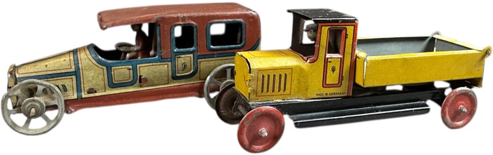 FISCHER DUMP TRUCK & TOURING CAR PENNY TOYS