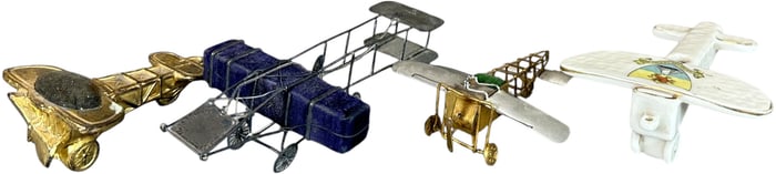 PIN CUSHIONS & ONE CHINA CRESTED AIRPLANE