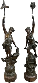 AVIATION FIGURE WHITE METAL STATUES