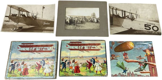 THREE AVIATION PHOTOS & PUZZLE IN BOX