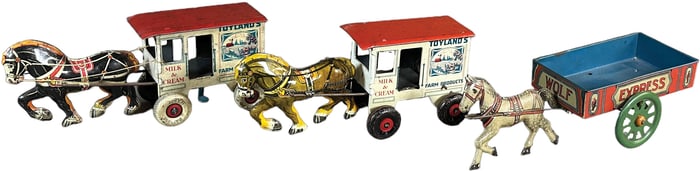 TWO MARX TOYLAND DELIVERY & EXPRESS WAGON