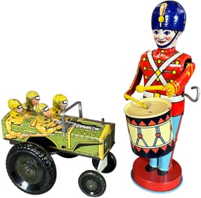 MARX JUMPIN JEEP & CHEIN MECHANICAL DRUMMER