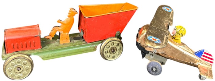 TINPLATE DUMP TRUCK AND MARX AIRPLANE
